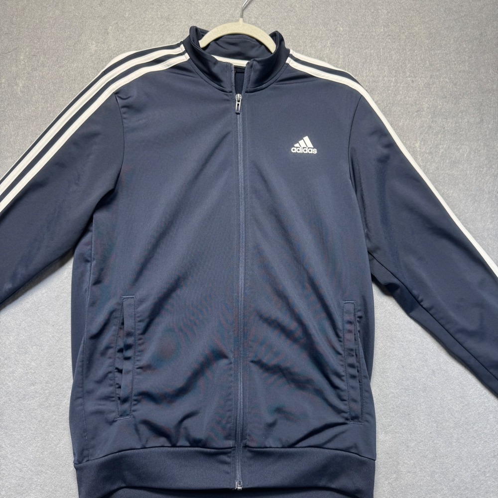 Adidas Track Jacket Mens Full Zip Black  White Stripes‎ Athleisure Size M